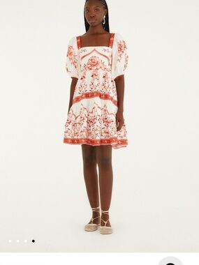 FARM Rio red porcelain garden mini dress